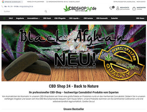 Screenshot des Shops von CBDShop24