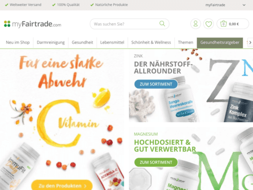 Screenshot des CBD Shops myFairtrade