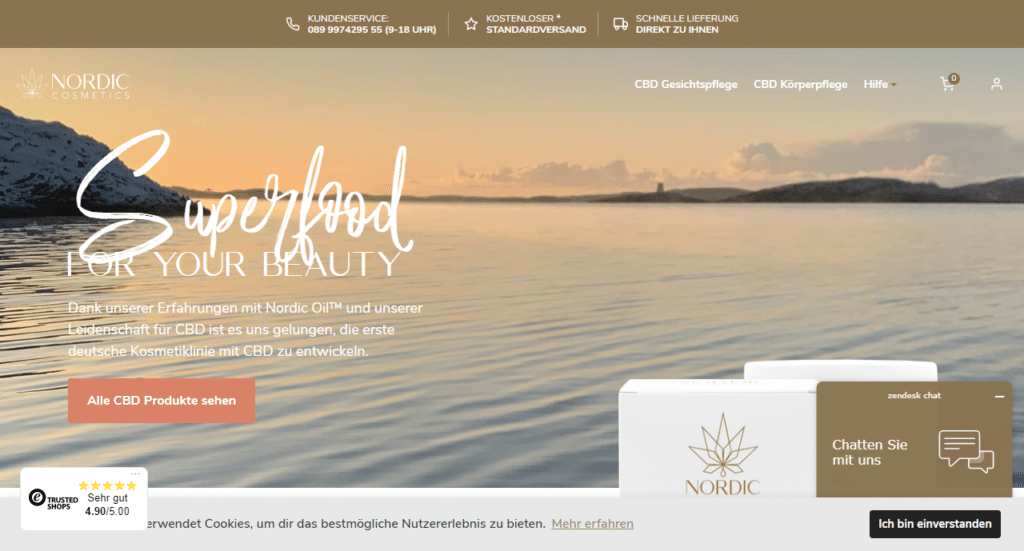 Screenshot der Webseite von nordiccosmetics.de