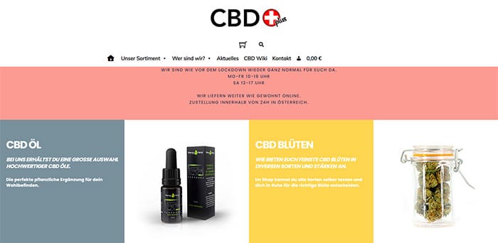 CBDplus Screenshot Onlineshop