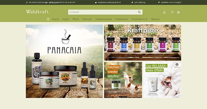 Waldkraft Screenshot Onlineshop